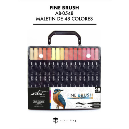 ROTULADOR PROFESIONAL DOBLE PUNTA PINCEL / 0,4MM 48 COLORES SURTIDOS AB-0548