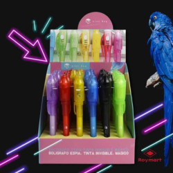 EXPOSITOR 36 BOLIGRAFOS TOP SECRET TINTA INVISIBLE UV 6 COLORES ALEX BOG ESI-0636