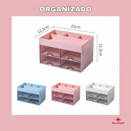 ORGANIZADOR SOBREMESA HORIZONTAL 4 CAJONES 3 COL. ALEX BOG KW-002