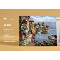 LIENZO ALEX BOG PINTAR POR NUMEROS 40*50 PAISAJE CON BARCAS SG-0720