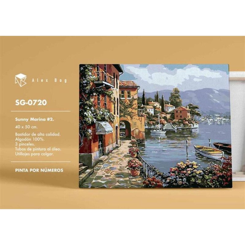 LIENZO ALEX BOG PINTAR POR NUMEROS 40*50 PAISAJE CON BARCAS SG-0720