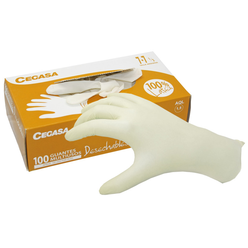GUANTES LATEX CJ.100UDS 7-7,5 CEGASA