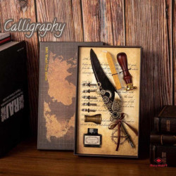 JUEGO PLUMA CALIGRAFICA Y LACRE ESTUCHE 10 PZAS AB-0254