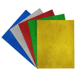 CARTULINA GLITTER PURPURINA FABRISA PTE 5H COLOR PLATA 18141