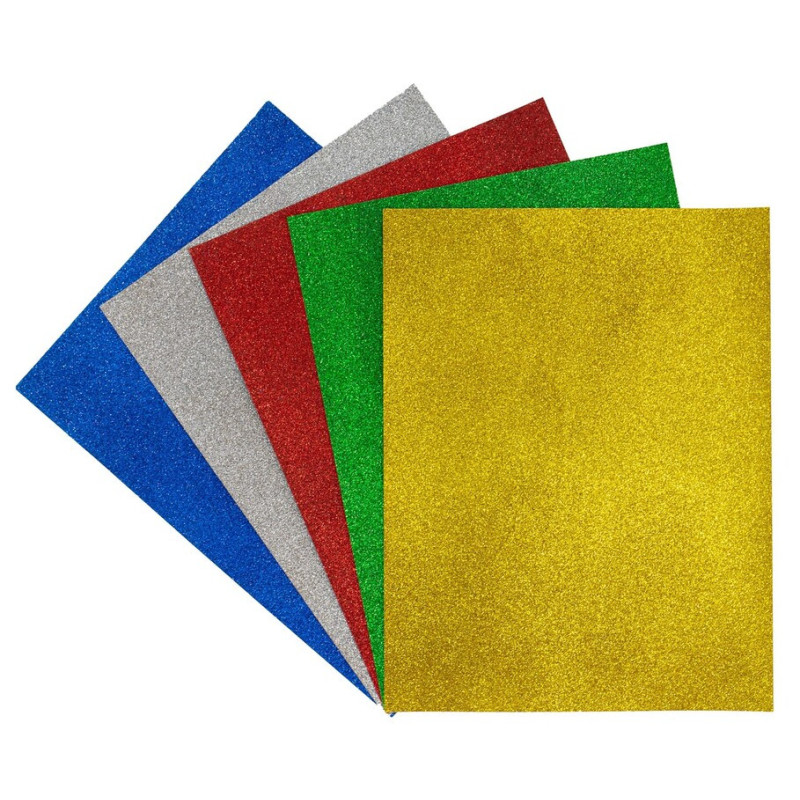 CARTULINA GLITTER PURPURINA FABRISA PTE 5H COLOR PLATA 18141