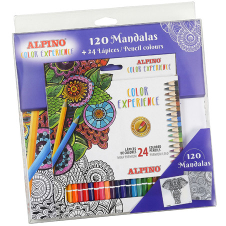 JUEGO ALPINO COLOR 24 LAPICES + 120 MANDALAS AL00250