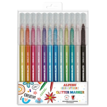 ROTULADOR ALPINO COLOR EXPERIENCE GLITTER MARKER C/12U COLORES SURTIDOS AR001084