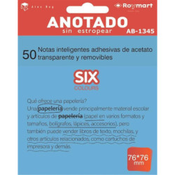 BLOC NOTAS ADHESIVO REMOVIBLE 76*76 50H ACETATO AZUL ALEX BOG AB-1345 UNIDAD