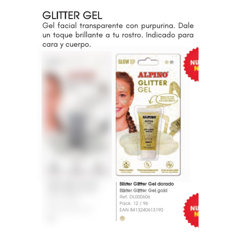 MAQUILLAJE ALPINO GLOW UP METALLIC GLITTER GEL ORO DL000606