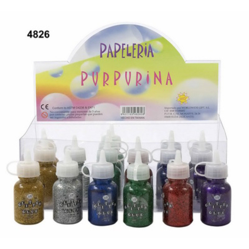 PEGAMENTO PURPURINA WG ESCARCHA SUPERFINA METAL SURTIDA 30ML C/24U 48260