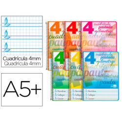 CUADERNO TD CUARTO 80H LIDERPAPEL PAUTAGUIA 4MM MARGEN COLORES SURTIDOS 73928