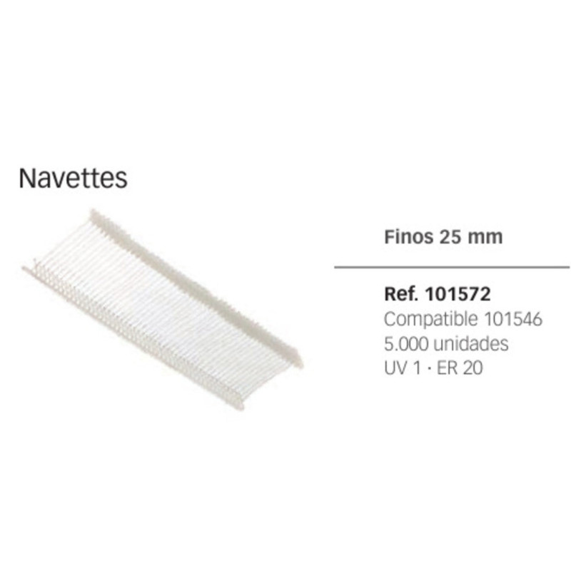 NAVETES FINOS PARA MAQUINA ETIQUETAR APLI 25MM C/5000U 101572