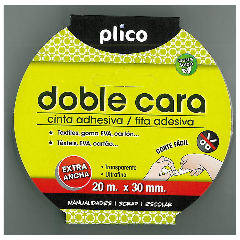 CINTA ADHESIVA PLICO DOBLE CARA 30MM*20M 13320