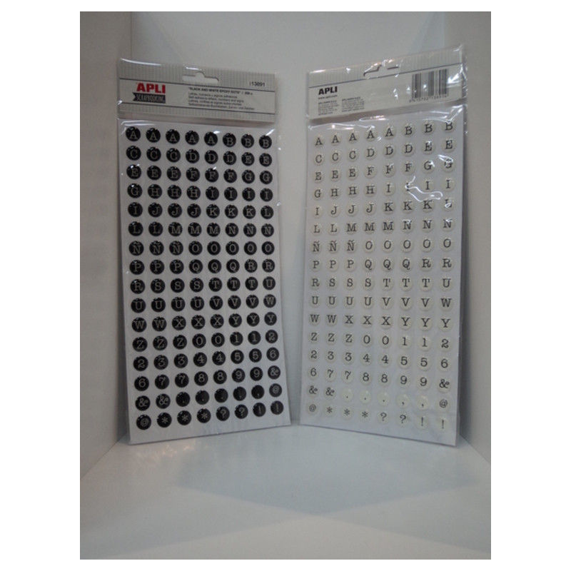 LETRA ADHESIVA APLI GOTA RELIEVE BLANCO/NEGRO BLISTER 256U 13891