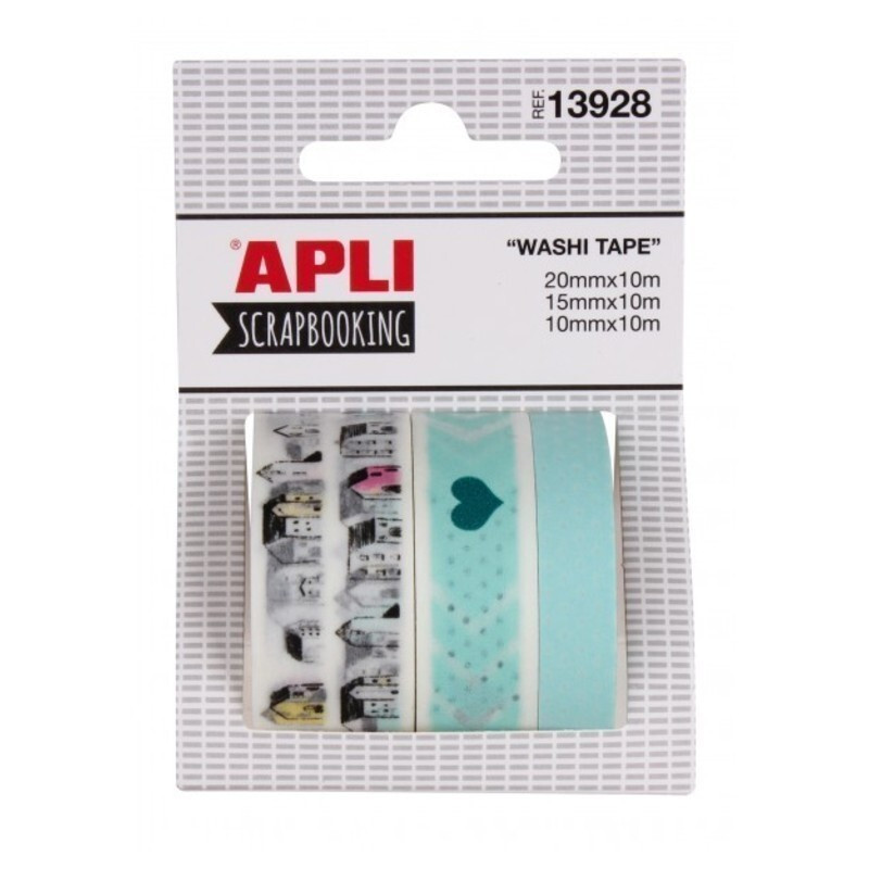 CINTA APLI ESPECIAL SCRAPBOOKING WASHI TAPE PACK 3U 10M 13928