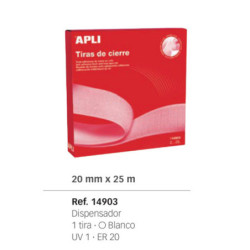 CINTA VELCRO APLI ADHESIVA BLANCA 20MM*25M CAJA 14903