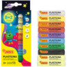 PLASTILINA caja 10 BARRAS 15 G 8 COLORES BÁSICOS + 2 FOSFORESCENTE JOVI