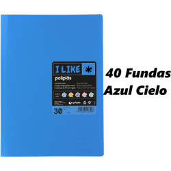 CARPETA ESCAPARATE FOLIO POLIPLAS LIKE PASTEL 40F AZUL CIELO 33 GRAFOPLAS 01441333
