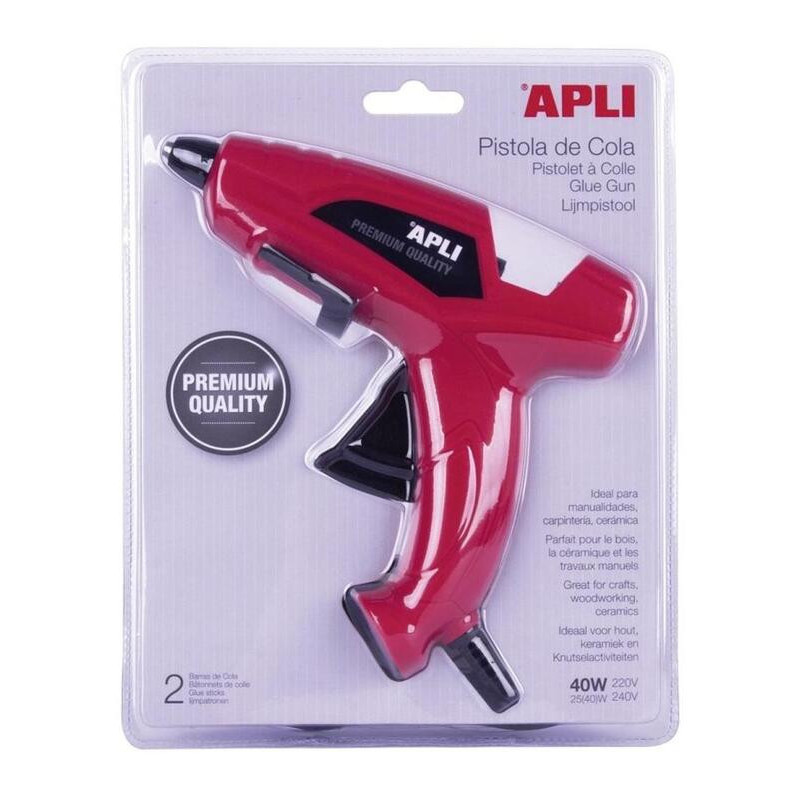 PISTOLA SILICONA CALIENTE BARRA GRANDE APLI 40W + 2 BARRAS 13942