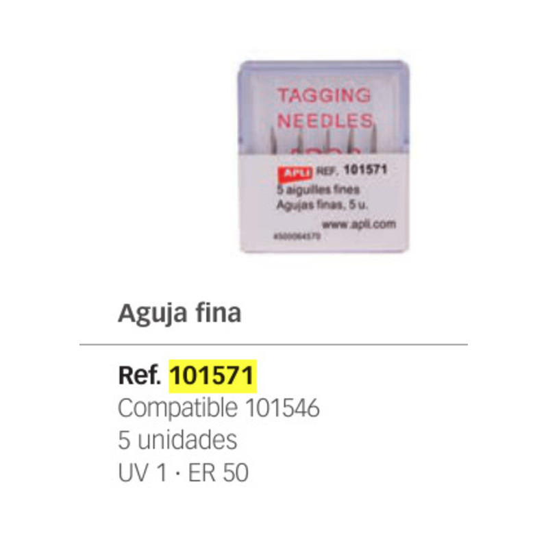 AGUJA FINA PARA MAQUINA ETIQUETAR APLI NAVETES 101571