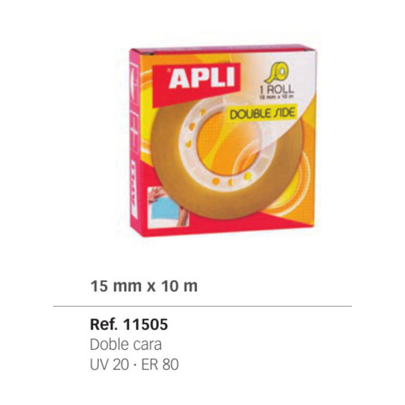 CINTA ADHESIVA APLI DOBLE CARA 10*15 CLASSIC  11505