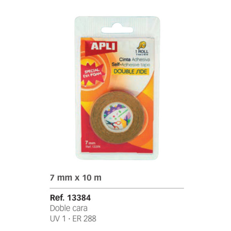 CINTA ADHESIVA APLI DOBLE CARA 10*7 ESPECIAL GOMA EVA 13384