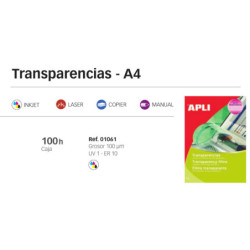 TRANSPARENCIA APLI A-4 INK JET 100H   1061