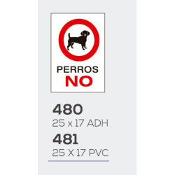 LETRERO ADHESIVO 17*25 PERROS NO MOD 480