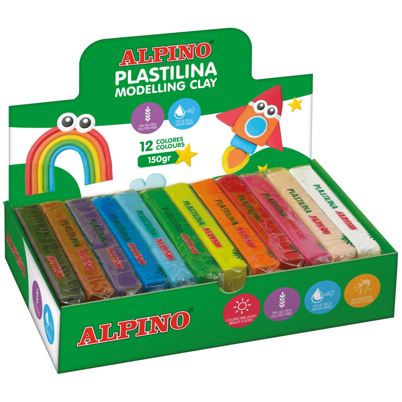 PLASTILINA CJ 12u. 150G COLORES SURTIDOS ALPINO