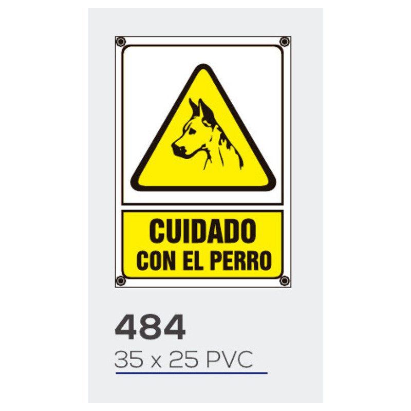 LETRERO PVC CUIDADO CON EL PERRO 35*25 MOD 484