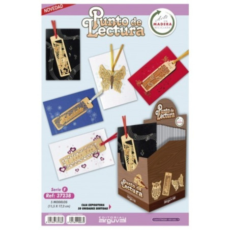 TARJETA FELICITACION ARGU C/PUNTO LIBRO MADERA 37238 ^