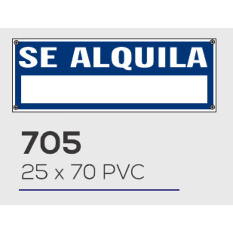 LETRERO PVC 25*70  SE ALQUILA AZUL MOD 705