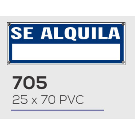 LETRERO PVC 25*70  SE ALQUILA AZUL MOD 705