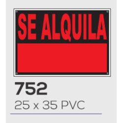 LETRERO PVC 25*35  SE ALQUILA FLUOR ROJO MOD 752