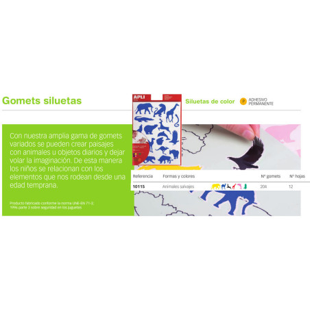 ETIQUETAS APLI GOMETS ANIMALES SALVAJES 12H REF.10115 ^