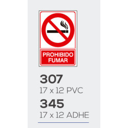 LETRERO PVC 12*17 PROHIBIDO FUMAR MOD 307