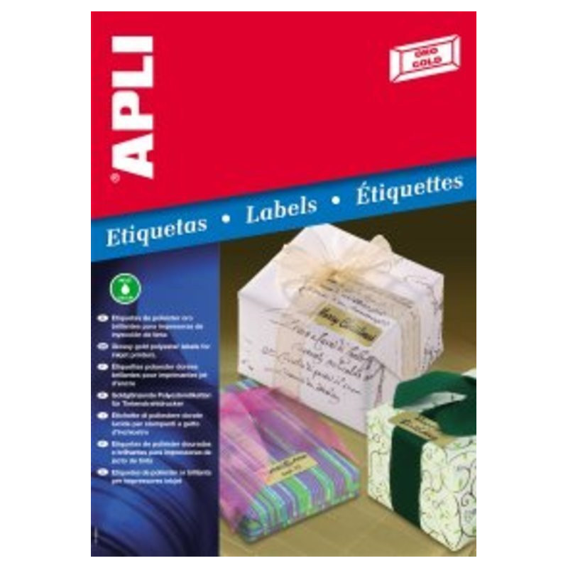 ETIQUETAS APLI ORO MATE A-4 210*297 SOBRE 20H 14888