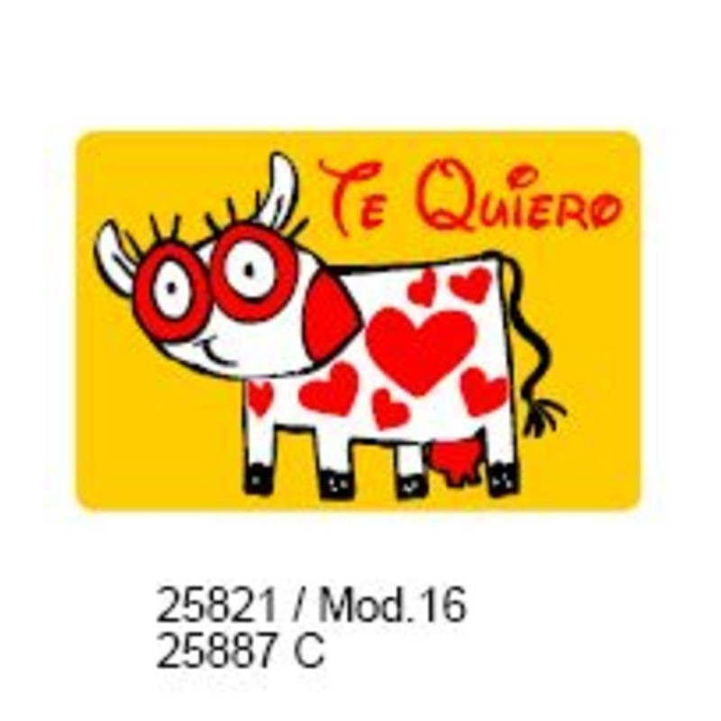 ETIQUETAS FELICIDADES ARGU VACA TE QUIERO 250U. 25821 ^