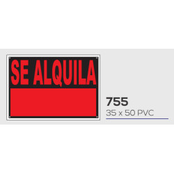 LETRERO PVC 35*50  SE ALQUILA FLUOR ROJO MOD 755