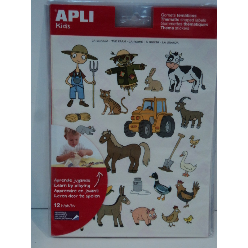 ETIQUETAS APLI GOMETS TEMATICOS LA GRANJA 12H REF.11443 ^