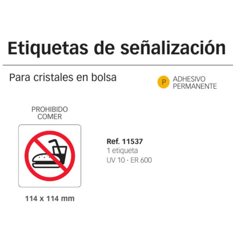 LETRERO APLI SEÑALIZACION ADHESIVO PROHIBIDO COMER PARA CRISTAL 11537