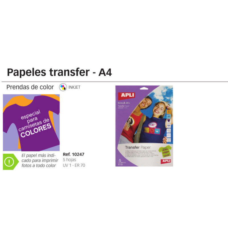 PAPEL APLI HOBBY LINE TRANSFER CAMISETA OSCURA 5H 10247
