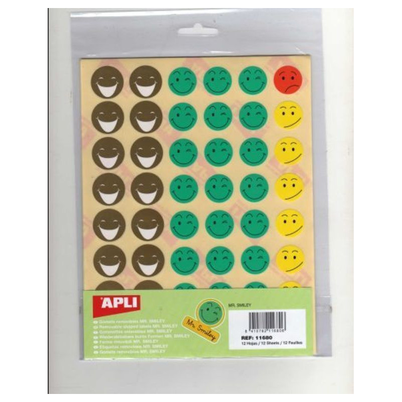 ETIQUETAS APLI GOMETS MR. SMILEY 12H REF.11680