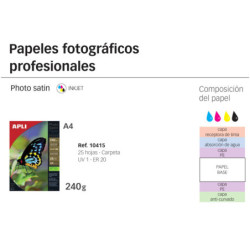 PAPEL APLI INKJET A-4 FOTO PRO SATINADO 220G 10H 10415