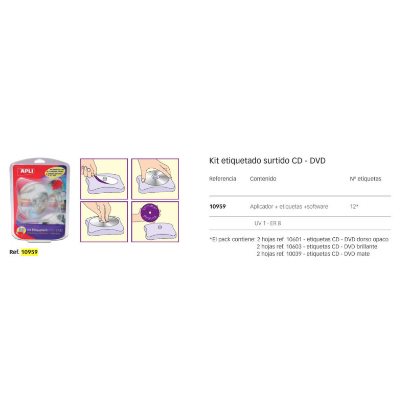 CENTRADOR ETIQUETAS APLI CD-DVD + SOFTWARE 1.0  10959 ^