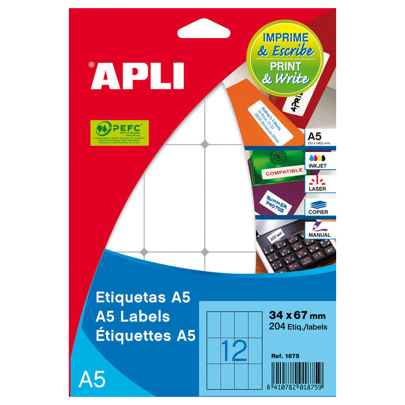 ETIQUETAS APLI I/L/C A-5 190*38 ROMO 15H 11180