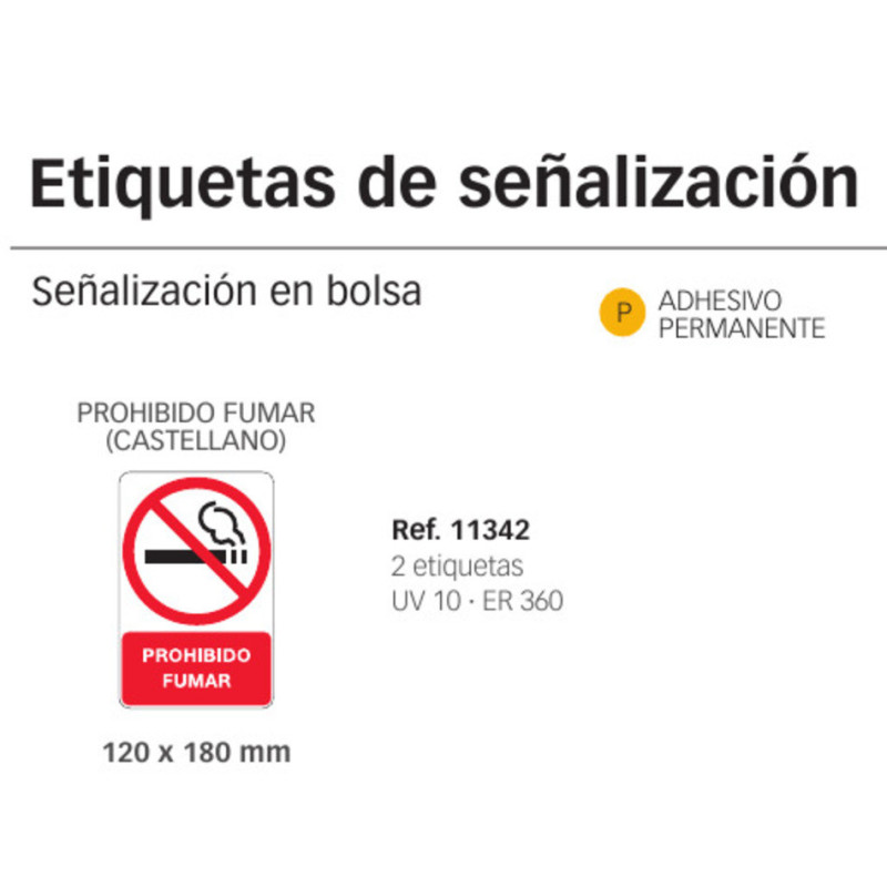 LETRERO APLI SEÑALIZACION ADHESIVO PROHIBIDO FUMAR TEXTO 11342