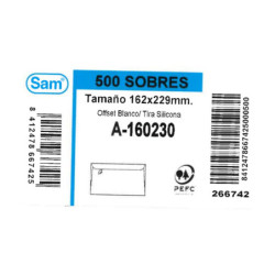 SOBRE SAM DIN A-5 BLANCO 162*229 A-160230 C/500U