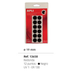 CINTA ADHESIVA APLI VELCRO PUNTO 19MM NEGRO 12U  13658