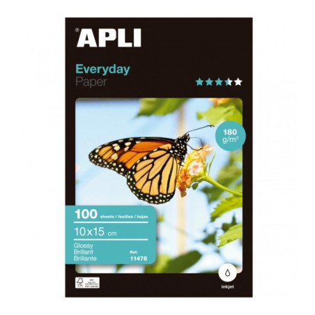 PAPEL APLI INKJET A-4 FOTO EVERYDAY GLOSSY 180G 100H 11475